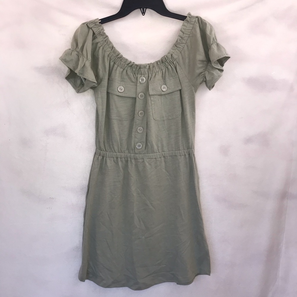 Derek Heart Green Off the Shoulder Milkmaid Dress